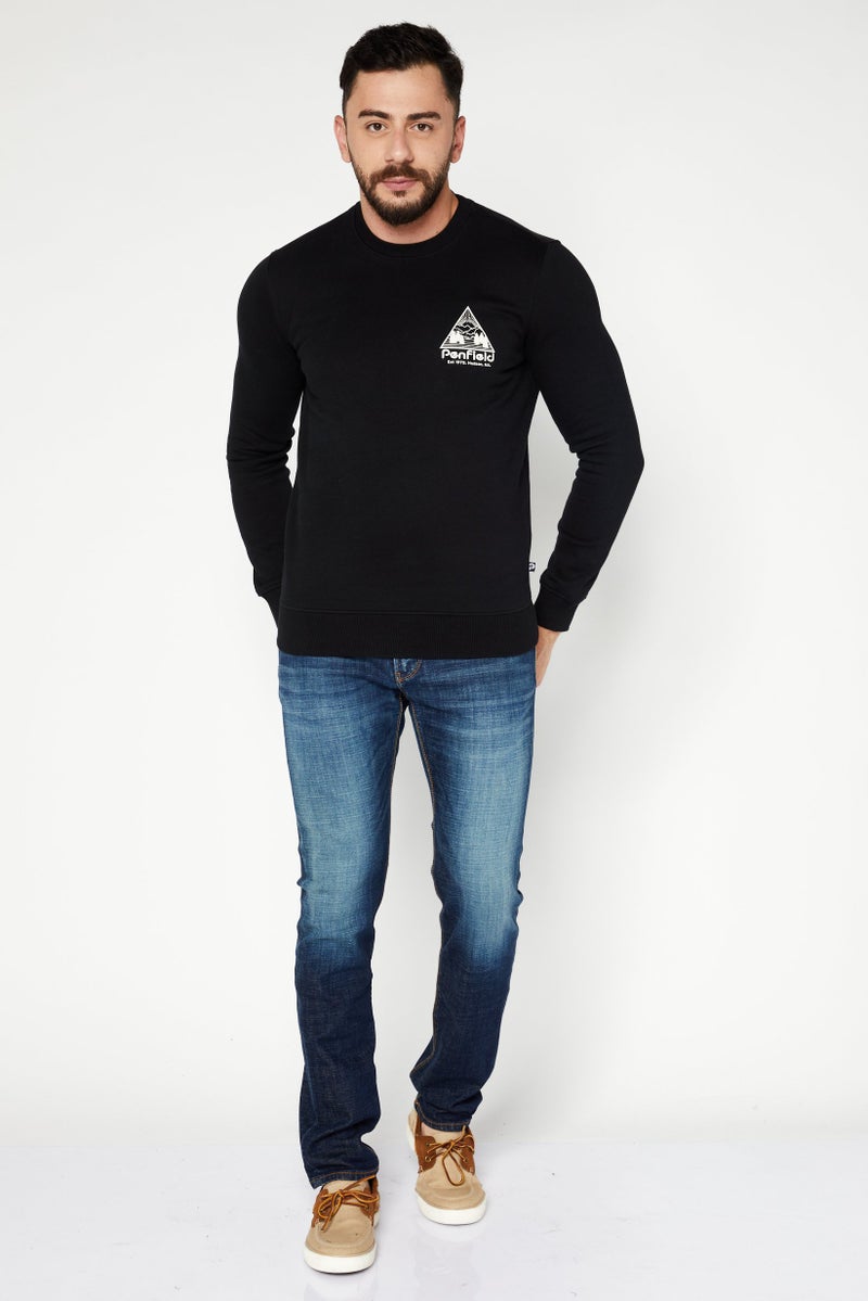 Penfield سويت شيرت للرجال بأكمام طويلة وياقة دائرية، شعار العلامة التجارية، أسود - Image 3